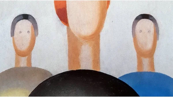 Segurança desenhou olhos no quadro 'Três Figuras', da artista Anna Leporskay