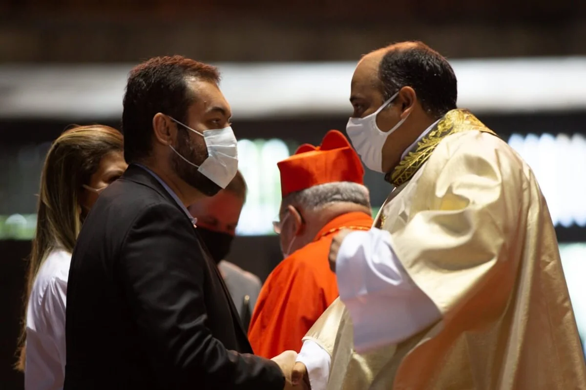 Claudio Castro, governador do Rio, e Padre Omar Raposo, reitor do Cristo Redentor Claudio Castro, governador do Rio, e Padre Omar Raposo, reitor do Cristo Redentor