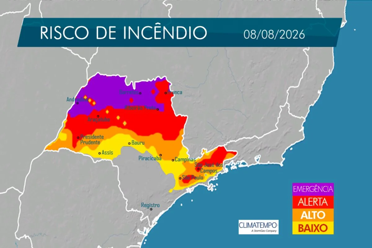 Com avanço do tempo seco, umidade do ar pode atingir índices inferiores a 15% em regiões do interior de São Paulo ao longo da semana Com avanço do tempo seco, umidade do ar pode atingir índices inferiores a 15% em regiões do interior de São Paulo ao longo da semana
