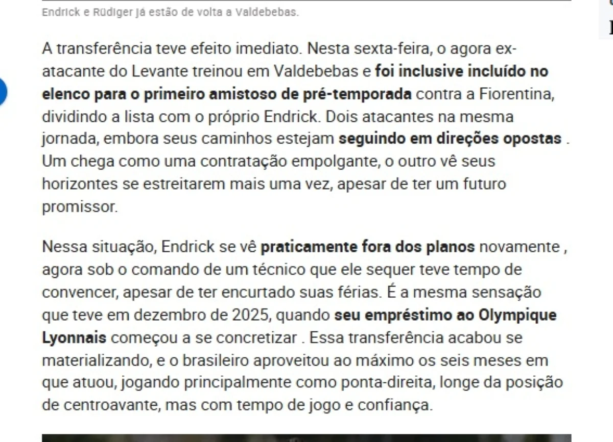 Jornal espanhol define Endrick como “vítima” após nova contratação - imagem 4 Jornal espanhol define Endrick como “vítima” após nova contratação - imagem 4