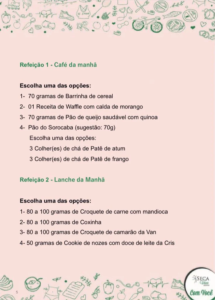 Opções de café da manhã e lanche da manhã Opções de café da manhã e lanche da manhã