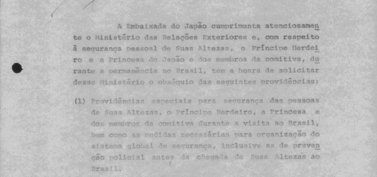 Embaixada do Japão pede providências de segurança para a visita do príncipe ao Brasil Embaixada do Japão pede providências de segurança para a visita do príncipe ao Brasil