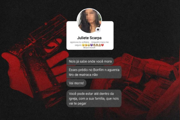 Imagem colorida mostra mensagem de integrante da quadrilha chamada "X-Men do PCC" para vítima - Metrópoles