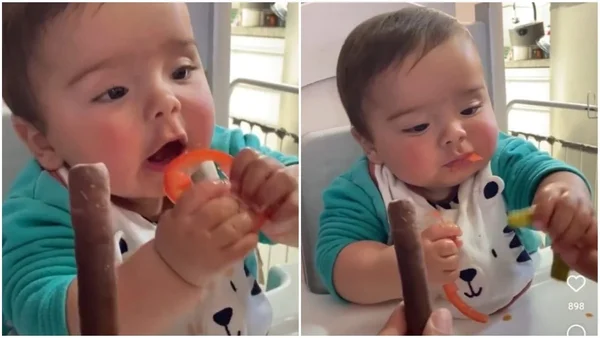 Bebê carioca viraliza ao trocar chocolate por legumes