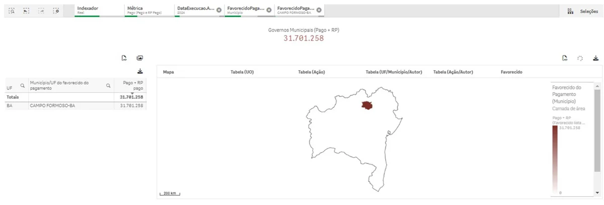 Mapa das emendas pagas de Campo Formoso Mapa das emendas pagas de Campo Formoso