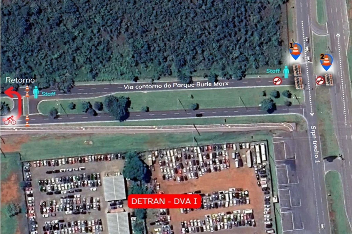 Detran-DF e PMDF farão interdições em acessos ao Parque Burle Marx para garantir a segurança dos atletas e a realização da competição Detran-DF e PMDF farão interdições em acessos ao Parque Burle Marx para garantir a segurança dos atletas e a realização da competição
