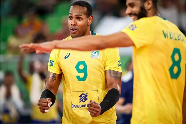 Foto colorida da Seleção Brasileira de Vôlei