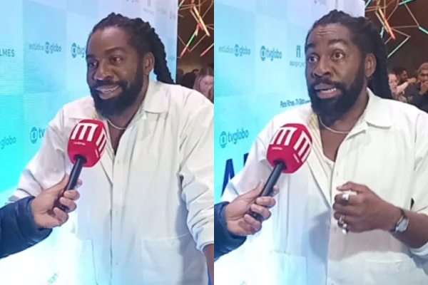 Montagem colorida d Lázaro Ramos em entrevista à coluna Fábia Oliveira - Metrópoles