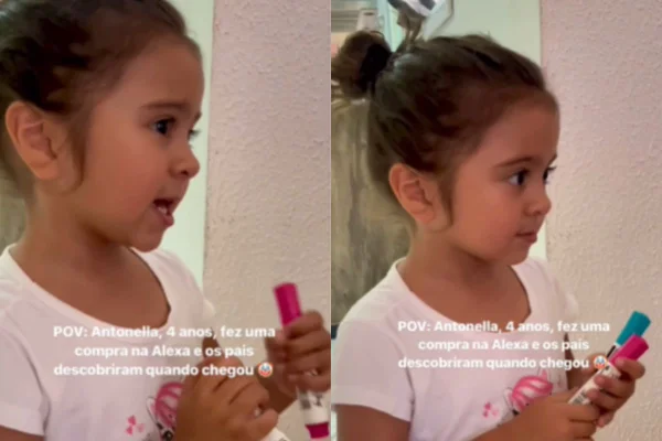 Foto colorida de uma menina segurando canetinha - Metrópoles
