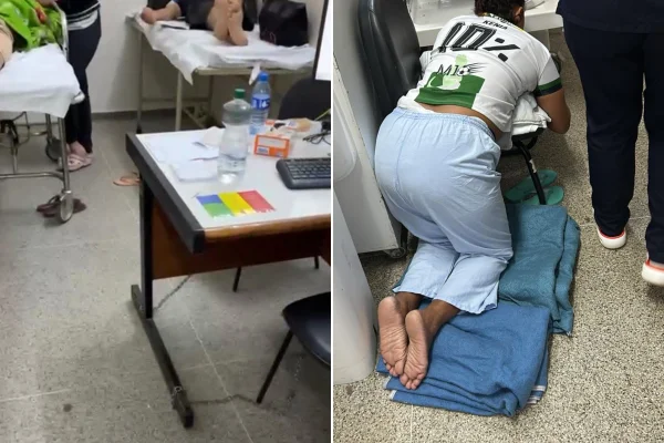 Internação em consultório, parede caindo: imagens mostram caos no HRT
