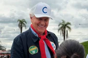 O candidato do PSD à Presidência, Ronaldo Caiado, em agenda no Rio Grande do Sul.