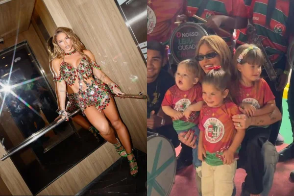 montagem colorida fotos de Virginia Fonseca e filhos