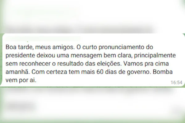 print de tela de mensagem de redes sociais