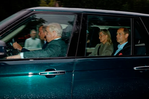 Prince William, Duke of Cambridge, Prince Andrew, Duke of York, Sophie, Countess of Wessex and Edward, Earl of Wessex arrive to see Queen Elizabeth at Balmoral Castle on September 8, 2022 in Aberdeen, Scotland