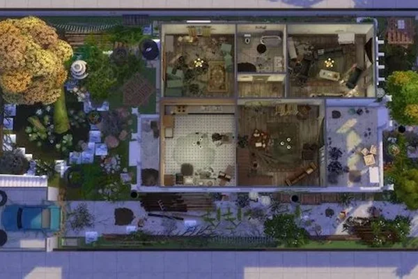 imagem colorida da planta de uma casa