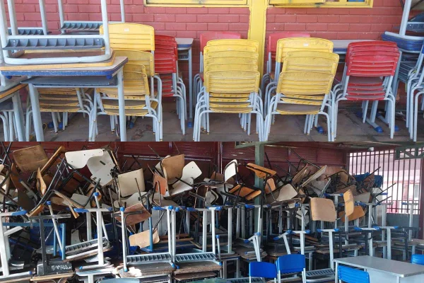 Cemitério de carteiras: materiais inservíveis são acumulados em escolas