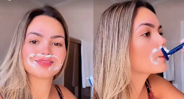 Suzanna Freitas depilando o buço