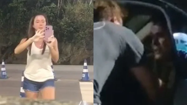 Imagem colorida de turista argentina fazendo ataques racistas em SC - Metrópoles
