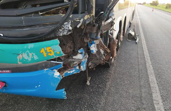 Ônibus de viagem tem colisão frontal com carro Cobalt na BR 070 em Aragarças, Goiás