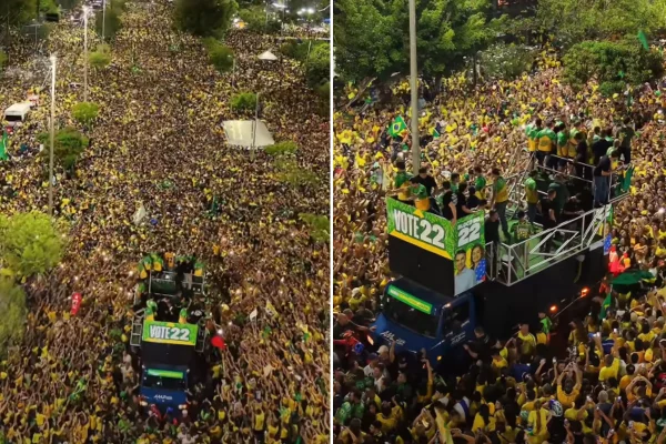 Ato de Flávio Bolsonaro (PL) em Manaus, capital do Amazonas