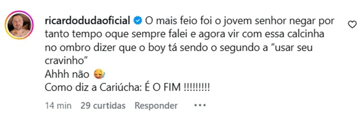 Ex-affair de Cravinhos, Duda ironiza gravação de vídeo pornô: “Feio” - imagem 1 Ex-affair de Cravinhos, Duda ironiza gravação de vídeo pornô: “Feio” - imagem 1