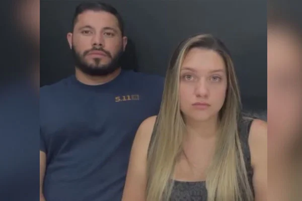 Imagem colorida mostra o casal William dos Santos Isidoro e Gabrielle Martinez Gimenez - Metrópoles