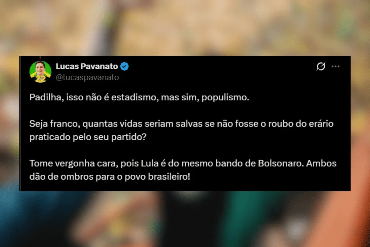 Ao responder a uma publicação do então deputado federal Alexandre Padilha (PT), ele comparou Lula e Bolsonaro Ao responder a uma publicação do então deputado federal Alexandre Padilha (PT), ele comparou Lula e Bolsonaro