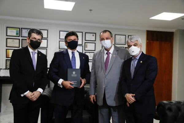 Senadores entregam relatório da CPI da Covid a Fux, presidente do STF