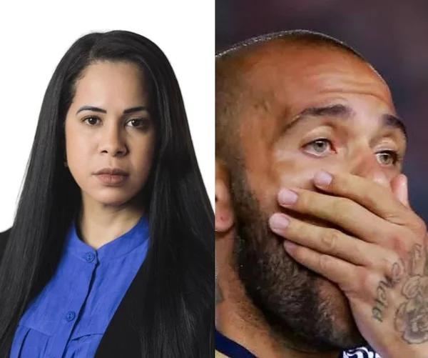 Montagem coloca advogada alagoana no lado esquerdo e jogador Daniel Alves, acusado de estupro, no lado direito