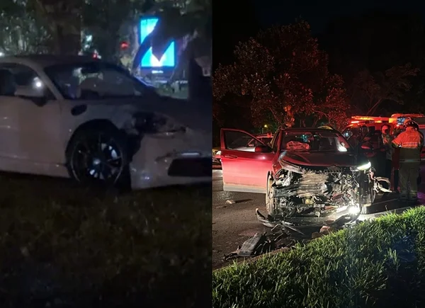 Imagem colorida de acidente de carro