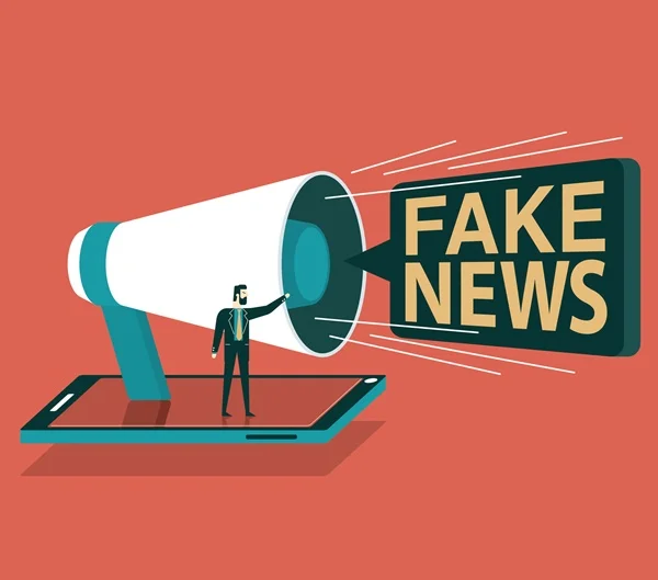 Ilustração de celular com mensagem de fake news- Metrópoles