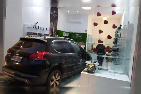Carro invade loja