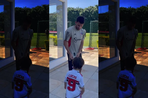 Fofura! Criança encontra ídolo Calleri, do São Paulo: “Somos iguais”