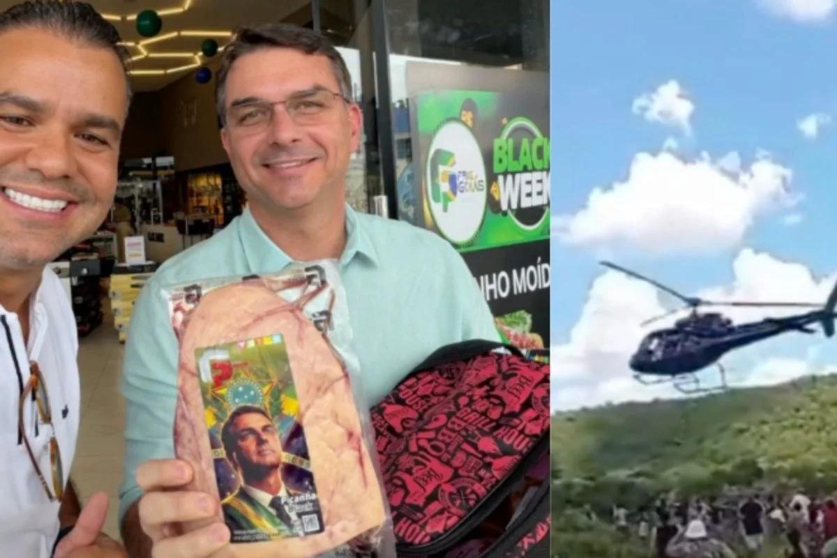 Empresário Leandro da Nóbrega jogou picanhas de um helicóptero na periferia de Goiânia em dezembro de 2025 Empresário Leandro da Nóbrega jogou picanhas de um helicóptero na periferia de Goiânia em dezembro de 2025