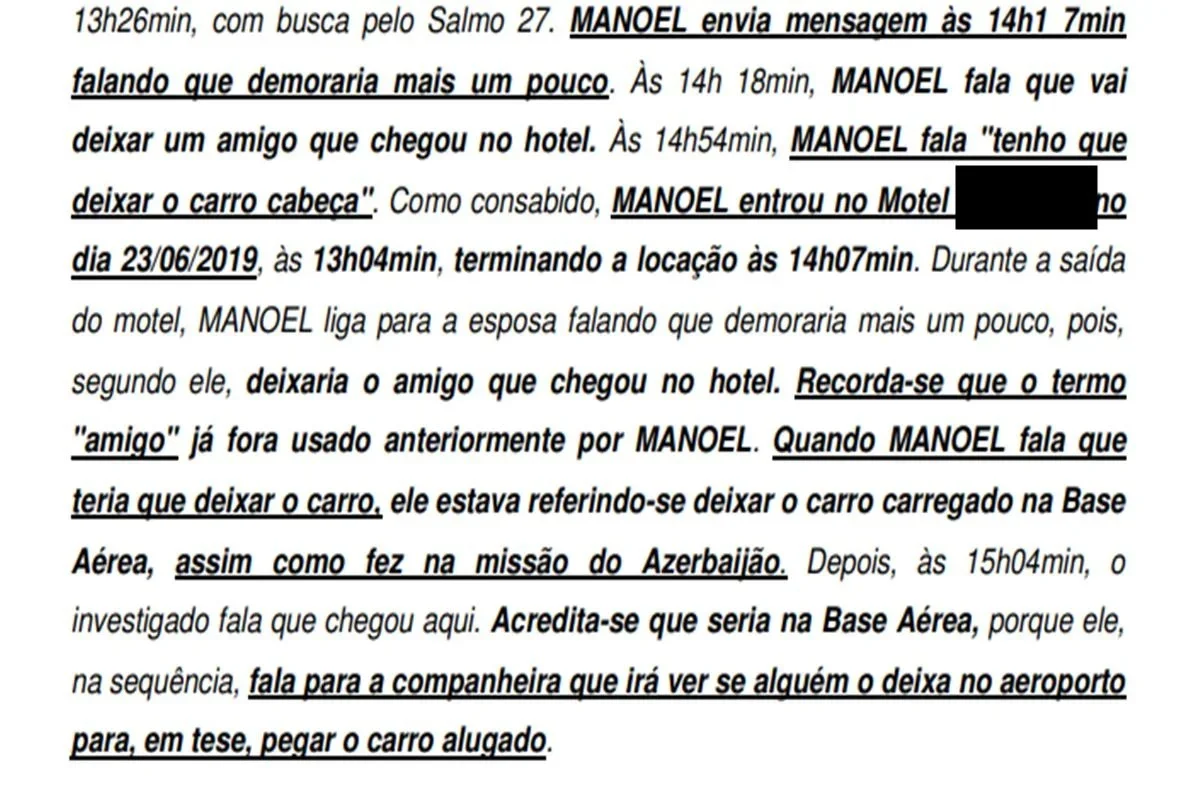 Na ocasião, em depoimento prestado em Sevilha, na Espanha, o ex-sargento alegou que tinha “mania” de ir a motel com amigos do Grupamento de Transportes Especial Na ocasião, em depoimento prestado em Sevilha, na Espanha, o ex-sargento alegou que tinha “mania” de ir a motel com amigos do Grupamento de Transportes Especial