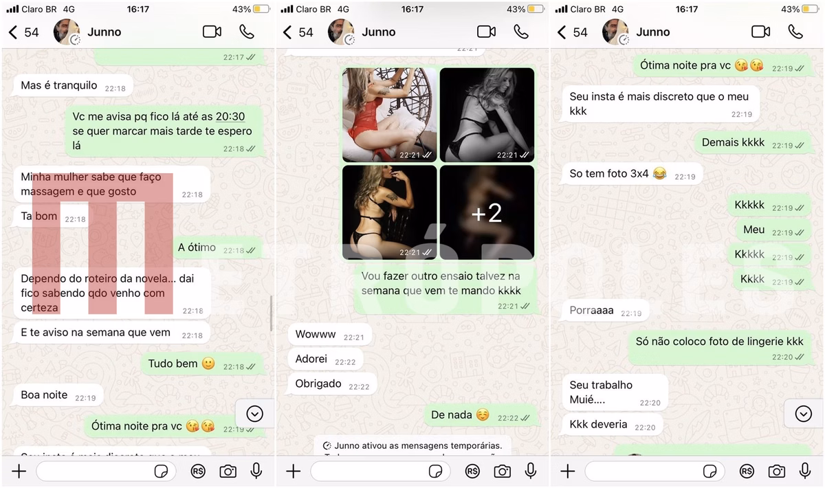 Conversa entre Junno e massagista - Foto: Metrópoles
