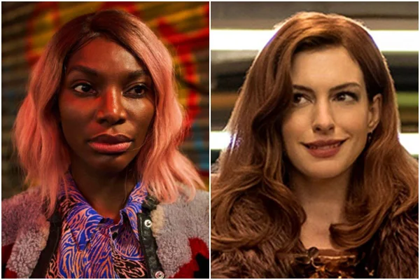 Imagem colorida de Michaela Coel (à esquerda) e Anne Hathaway (à direita) - Metrópoles