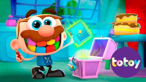 Na imagem, há a animação de um homem com os dentes coloridos. Ele vester uma camisa azul e verde - Metrópoles