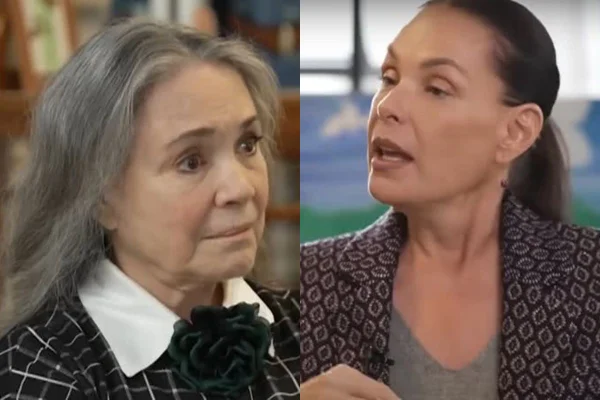 Montagem colorida de Regina Duarte e Carolina Ferraz - Metrópoles