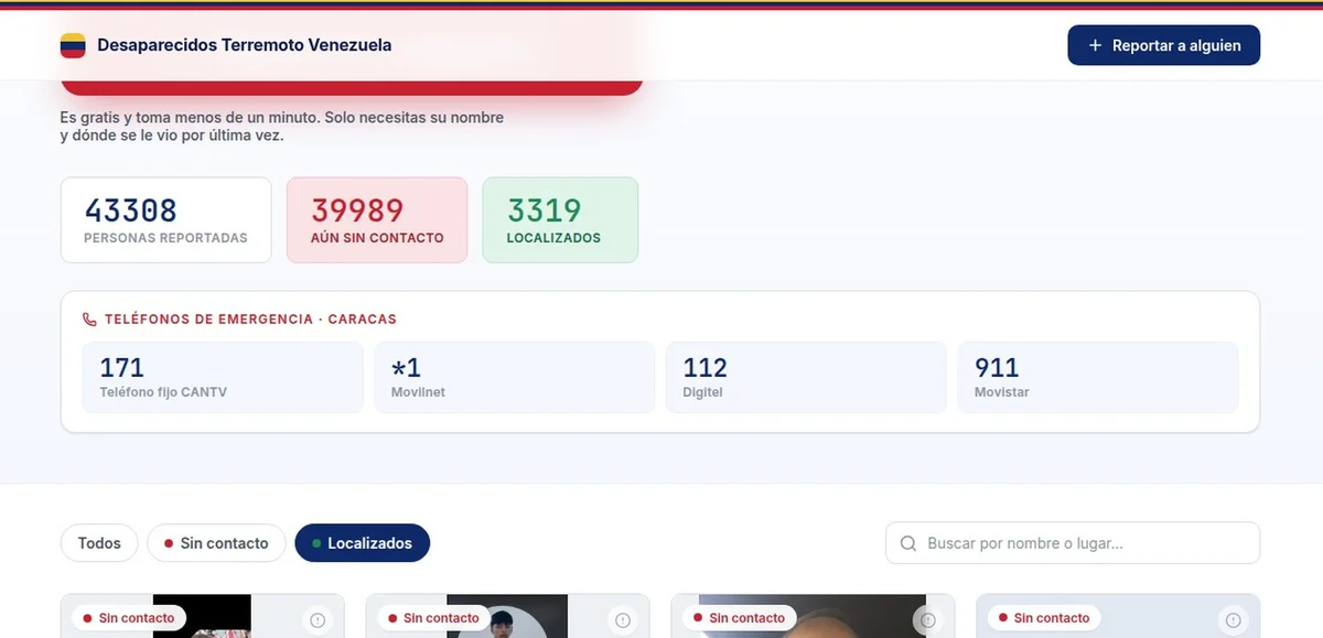 Terremotos: venezuelanos procuram por 40 mil pessoas desaparecidas - imagem 2 Terremotos: venezuelanos procuram por 40 mil pessoas desaparecidas - imagem 2