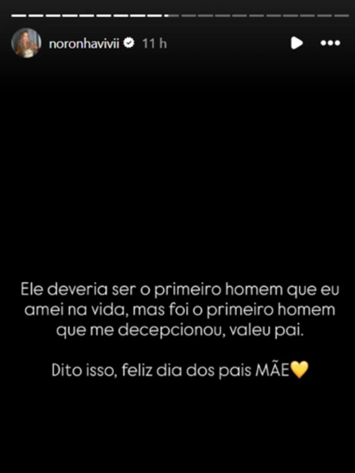 Desabafo de Vivi noronha no Dia dos Pais. Desabafo de Vivi noronha no Dia dos Pais.