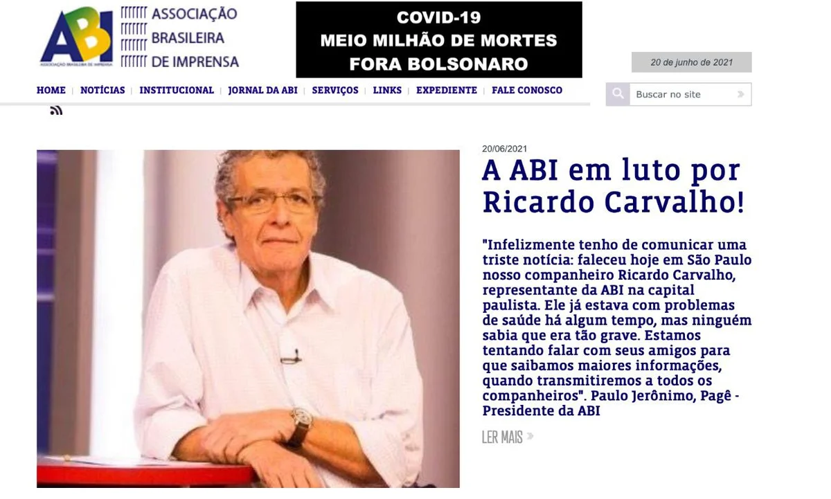 Nota publicada pela ABI Nota publicada pela ABI