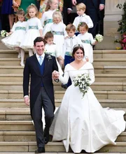 Em outubro de 2018, tivemos o casamento da neta da Rainha Elizabeth II, a princesa Eugenie com o empresário Jack Brooksbank no Castelo de Windsor, no Reino Unido Em outubro de 2018, tivemos o casamento da neta da Rainha Elizabeth II, a princesa Eugenie com o empresário Jack Brooksbank no Castelo de Windsor, no Reino Unido
