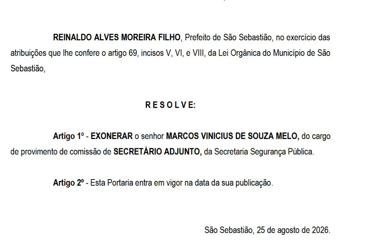 Prefeito exonerou então secretário-adjunto de Segurança Urbana Prefeito exonerou então secretário-adjunto de Segurança Urbana
