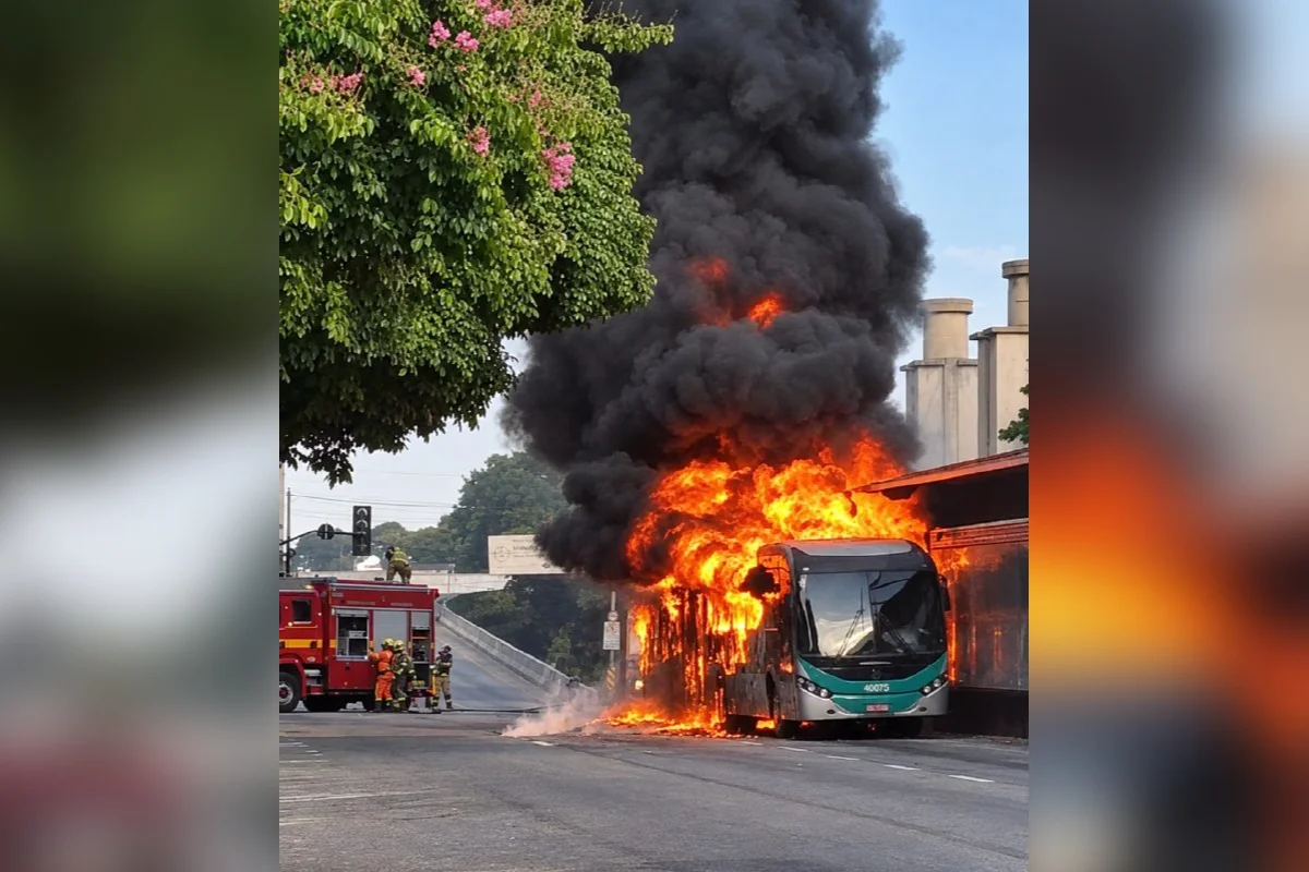 Ônibus pega fogo em estação e provoca interdição no Centro de BH Ônibus pega fogo em estação e provoca interdição no Centro de BH