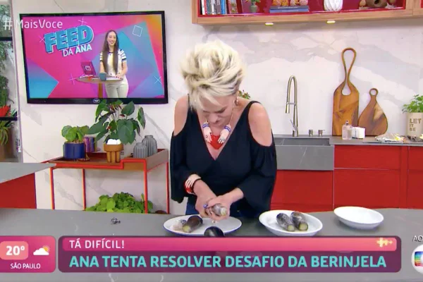 Ana Maria causa ao tentar descascar berinjela com plástico e web reage