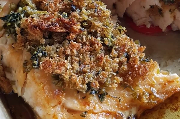 salmão com crosta de queijo