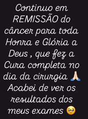 Print Vera Viel comemorando a remissão do cãncer