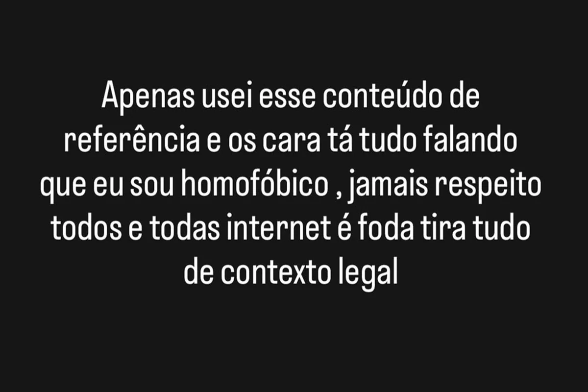 Streamer acusado de homofobia contra ator João Victor Gonçalves se desculpa Streamer acusado de homofobia contra ator João Victor Gonçalves se desculpa