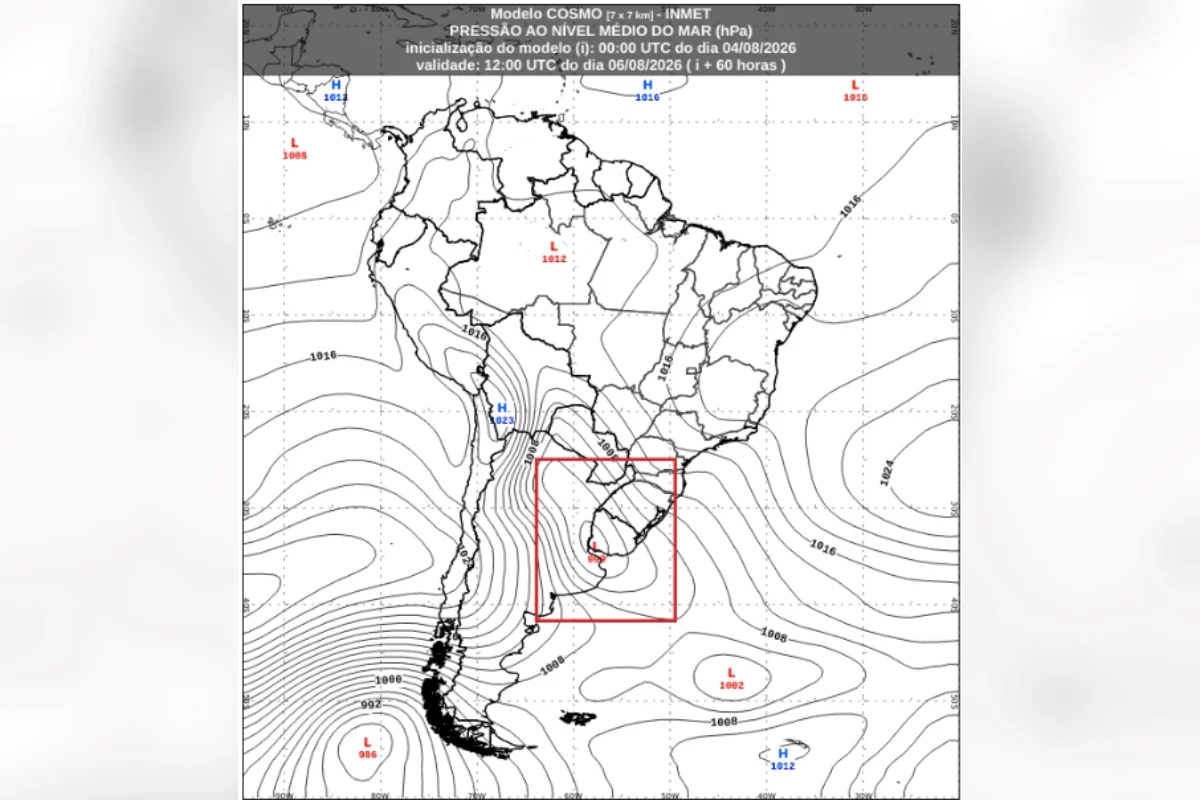 Na faixa costeira e em áreas da Região Sul, especialmente no Rio Grande do Sul e em Santa Catarina, as rajadas também podem superar 60 km/h entre os dias 6 e 8 de agosto. Na faixa costeira e em áreas da Região Sul, especialmente no Rio Grande do Sul e em Santa Catarina, as rajadas também podem superar 60 km/h entre os dias 6 e 8 de agosto.